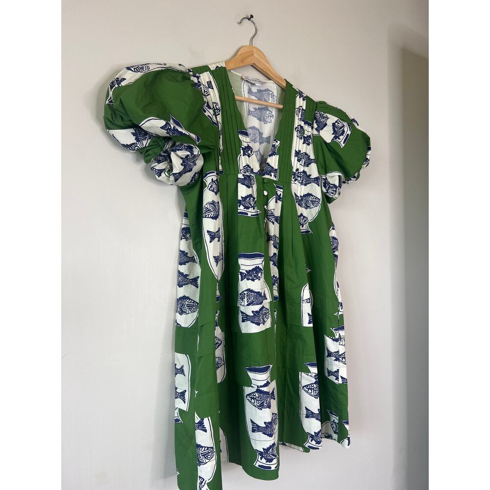 NEW Hunter Bell Wilkies Puff Short Sleeve Baby Doll Mini Dress Green Size: Small - Picture 3 of 7